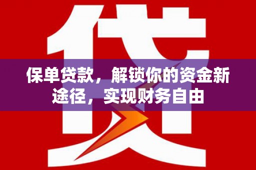 大通保单贷款，解锁你的资金新途径，实现财务自由