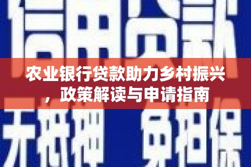 大通农业银行贷款助力乡村振兴，政策解读与申请指南